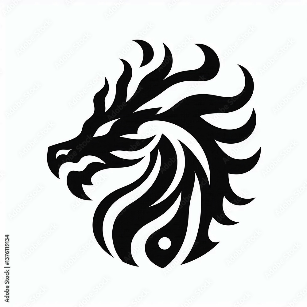 Fototapeta premium Tribal Dragon Head Design Suitable for Professional Presentation