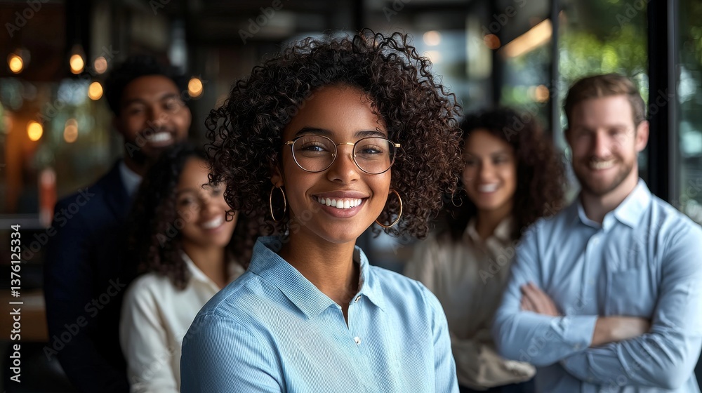 Diverse and smiling corporate team portrait displaying unity and success Diverse and smiling corporate team portrait displaying unity and success