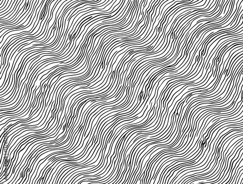 A hypnotic black-and-white wavy line pattern creating an optical illusion of depth and movement – abstract