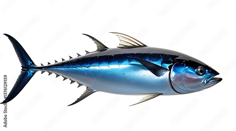 Bluefin tuna Thunnus saltwater fish isolated on white background