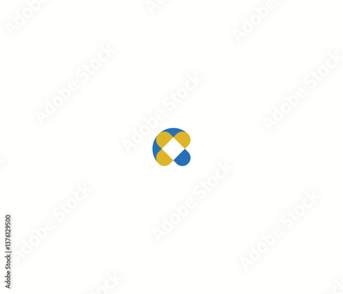 Letters CQ or XQ, Circular Monogram Logo Design with White Background. 