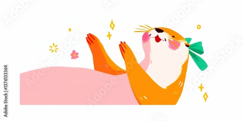 A playful otter delights in...