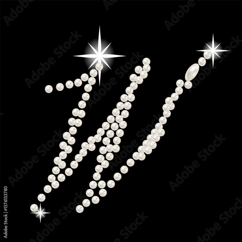 Capital Letters of English alphabet romantic with pearls