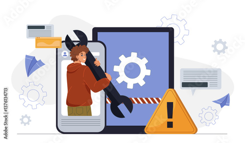 Technical support tools concept scene. Vector illustration