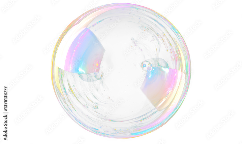 Fototapeta premium Colorful Soap Bubble with Prism Effect and Rainbow Highlights Isolate on Transparent Background, cutout, png