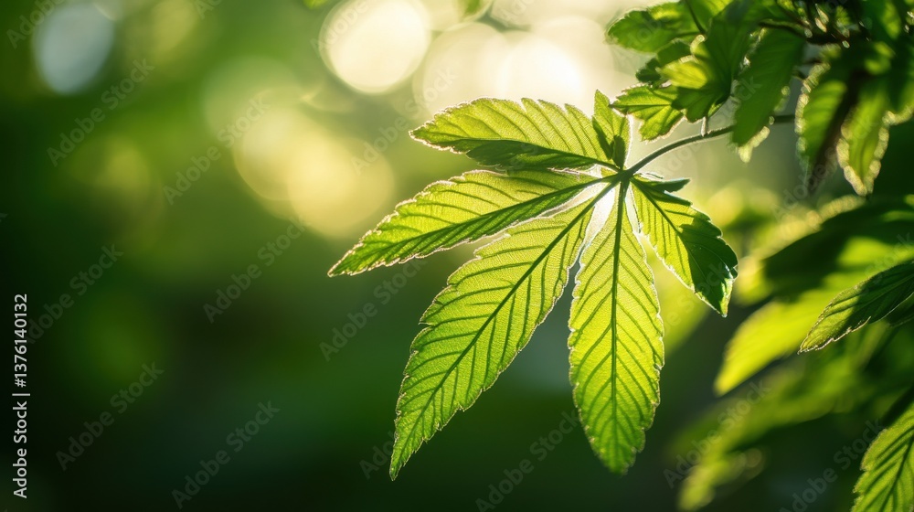 Beautiful nature green background with a blurred spring or summer garden landscape and sunlight on a sunny day, a concept for an environmentally-friendly wallpaper banner with a close-up of a green le Beautiful nature green background with a blurred spring or summer garden landscape and sunlight on a sunny day, a concept for an environmentally-friendly wallpaper banner with a close-up of a green le