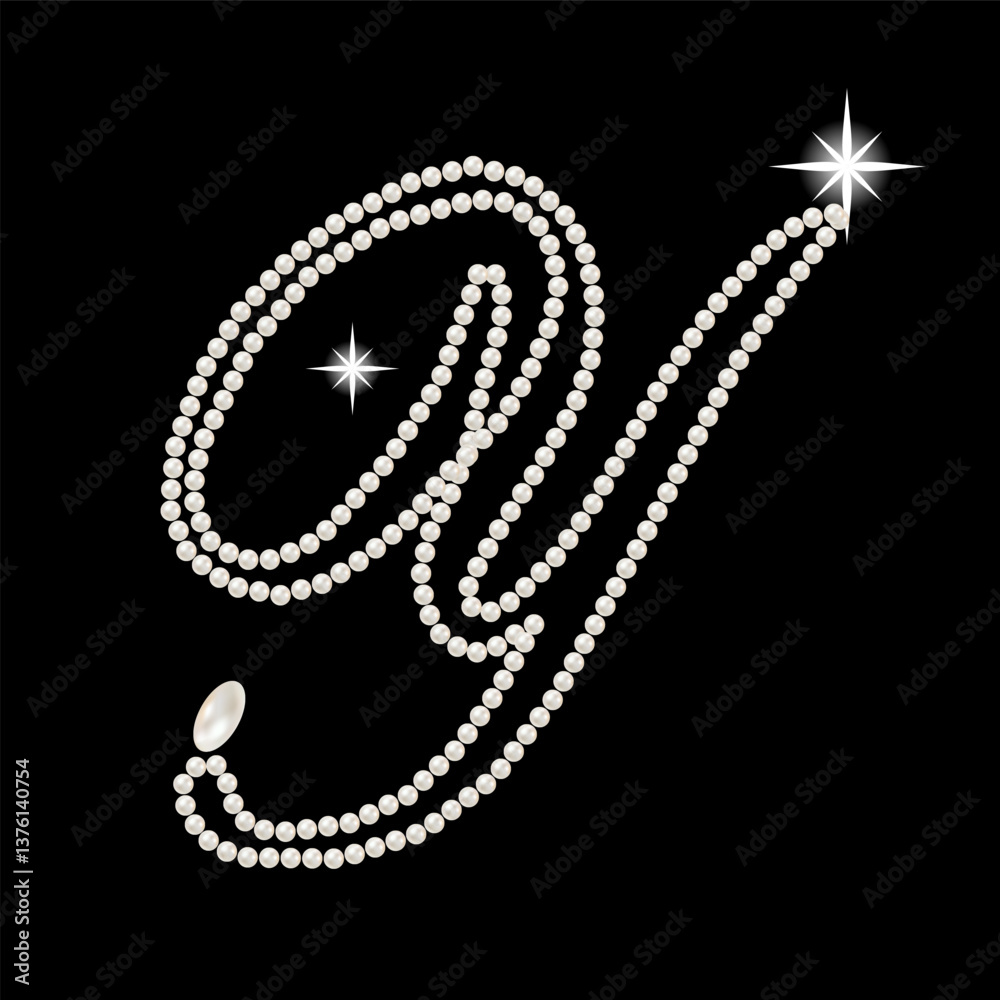 Capital Letters of English alphabet romantic with pearls