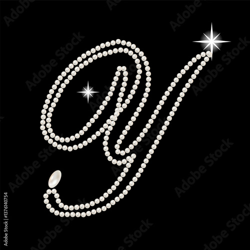 Obraz na płótnie Capital Letters of English alphabet romantic with pearls w salonie