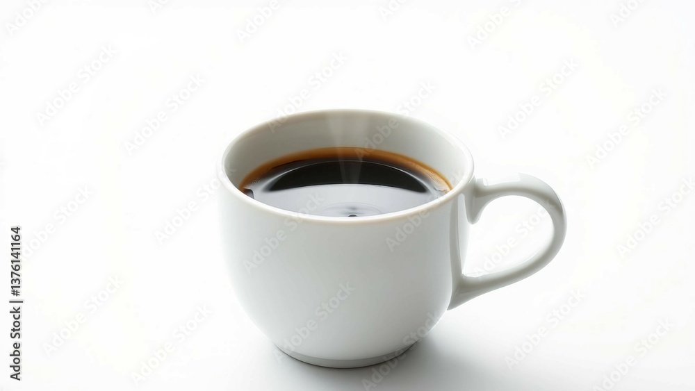 A white ceramic coffee cup filled with hot espresso steam rising elegantly high-detail photography s A white ceramic coffee cup filled with hot espresso steam rising elegantly high-detail photography s