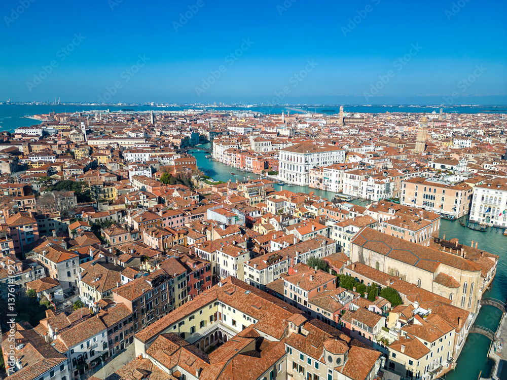 Naklejka premium Aerial view of Venezia Old City and Grand Canal