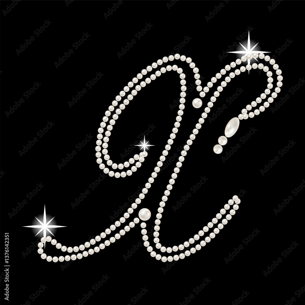 Capital Letters of English alphabet romantic with pearls