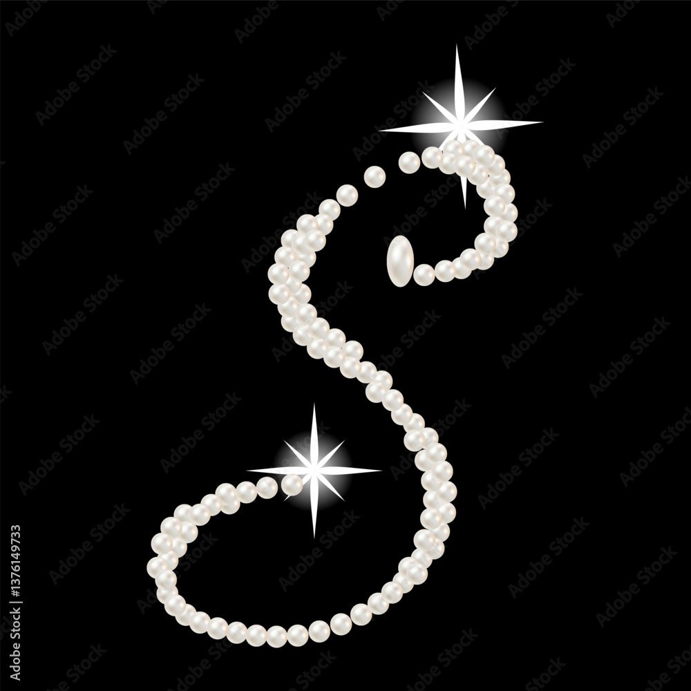 Capital Letters of English alphabet romantic with pearls