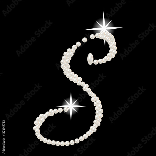 Obraz na płótnie Capital Letters of English alphabet romantic with pearls w salonie