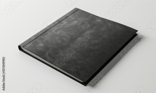 mock up of an A4 workbook on a white background with top sheets in a black cover, top view
