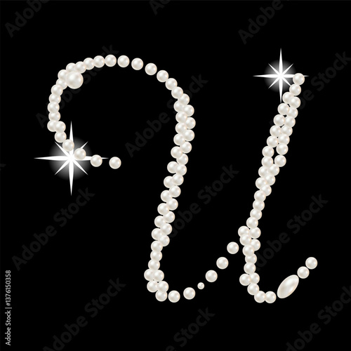 Obraz na płótnie Capital Letters of English alphabet romantic with pearls w salonie