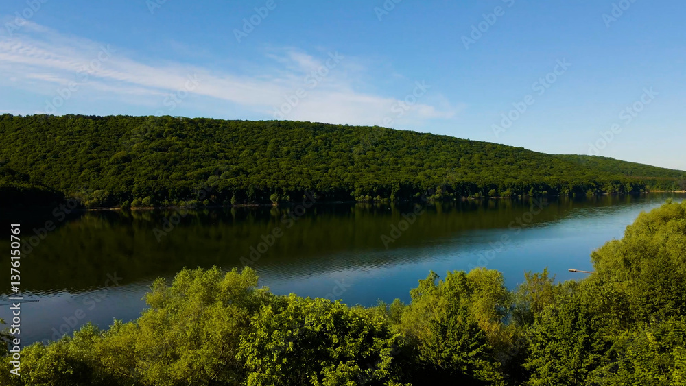 bay hills view from above mountains river bay hills view from above mountains river