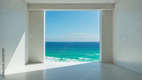 Ocean view from a modern room with natural light during a clear day
