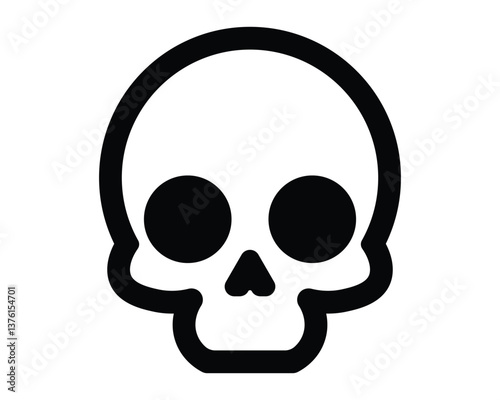 Black and White Simple Skull Icon for Halloween, Horror Themes, Education, and Graphic Design Projects