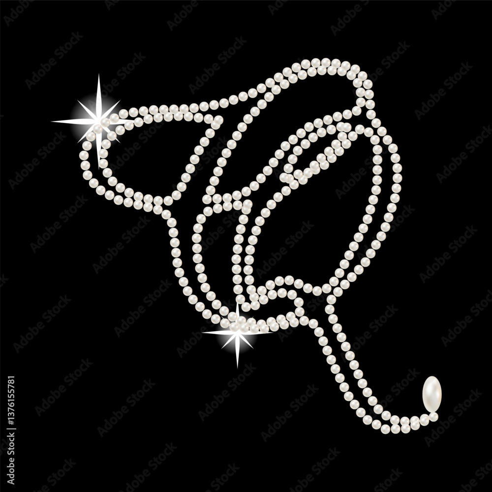 Capital Letters of English alphabet romantic with pearls