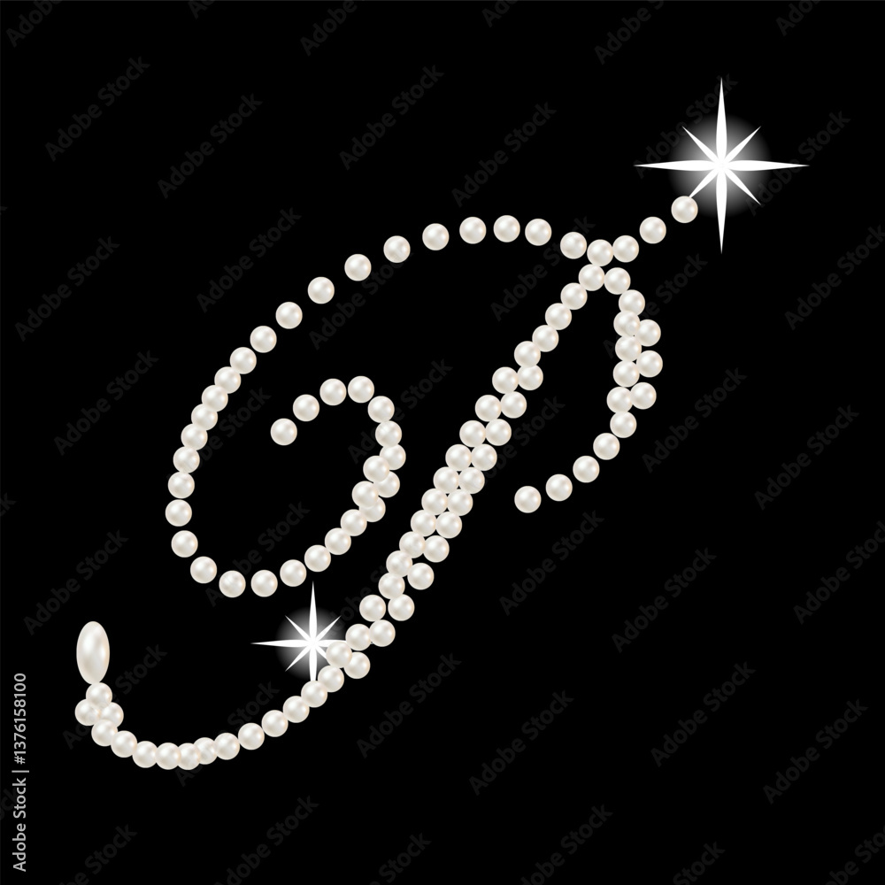 Capital Letters of English alphabet romantic with pearls