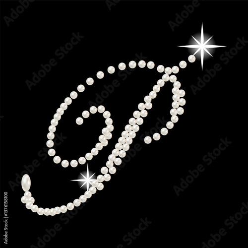 Obraz na płótnie Capital Letters of English alphabet romantic with pearls w salonie