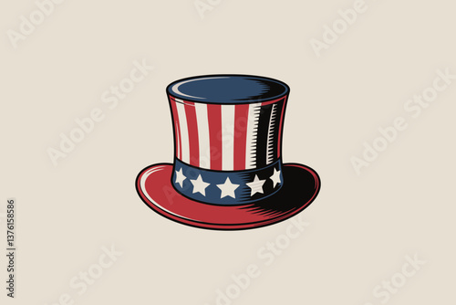 patriotic hat Black and White Vector