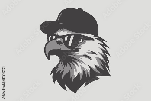 eagle sunglasses Black and White Vector