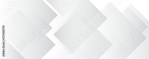 Abstract white background. Square geometric pattern modern and minimal concept white and gray color abstract background for business, presentation, banner.