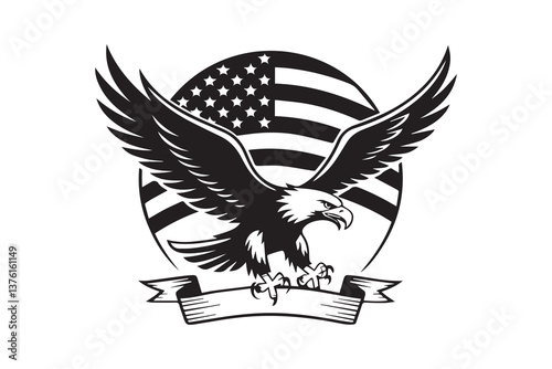  American eagle Black and White Vector