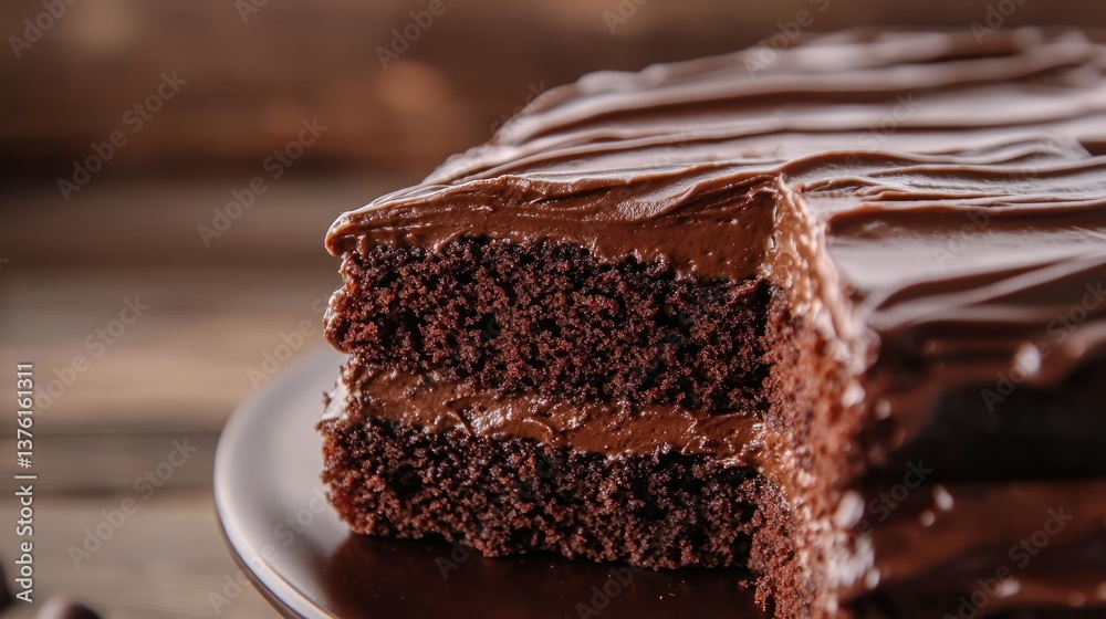 Obraz premium Chocolate cake with smooth icing. 