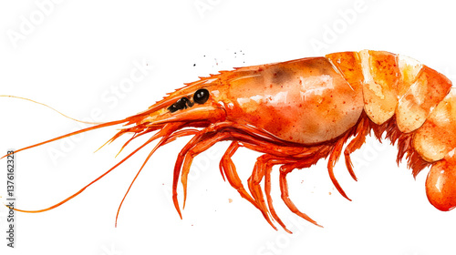 Wallpaper Mural Vivid watercolor shrimp illustration, delicious seafood, cut out transparent Torontodigital.ca