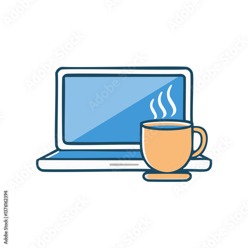 home office laptop and coffee