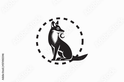 A Jackal animal vector silhouette black and white image adobe illustrator .eps