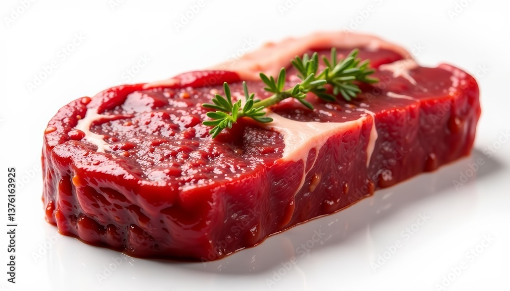 Close-up of juicy raw t bone steak on white background, protein, beef, food Close-up of juicy raw t bone steak on white background, protein, beef, food