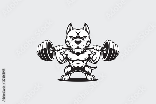 muscle dog Black and White Vector