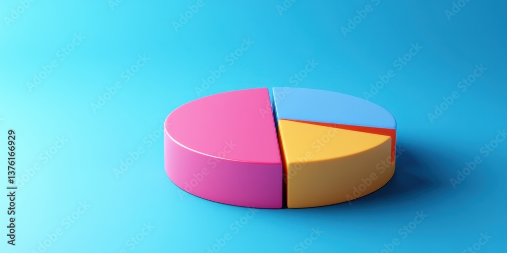 Obraz premium Colorful pie chart representing data distribution on a blue background in a modern design