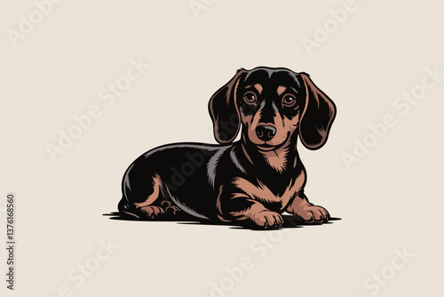 dachshund dog Black and White Vector
