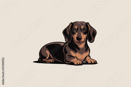 dachshund dog Black and White Vector