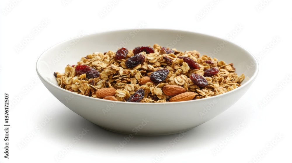 Healthy granola bowl filled with nuts and dried fruits perfect for breakfast or snack Healthy granola bowl filled with nuts and dried fruits perfect for breakfast or snack