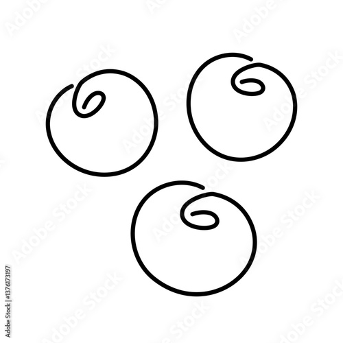 Blueberry berry fruit illustration. Single line icon. Line art Cherry. One line bog whortleberry illustration. Vector Outline fruit isolated on white background