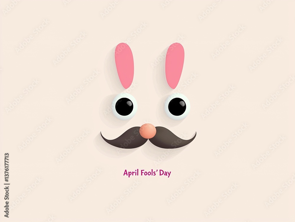 Obraz premium Flat vector logo of a nose with a mustache and big eyes in a pastel color palette, featuring the text 