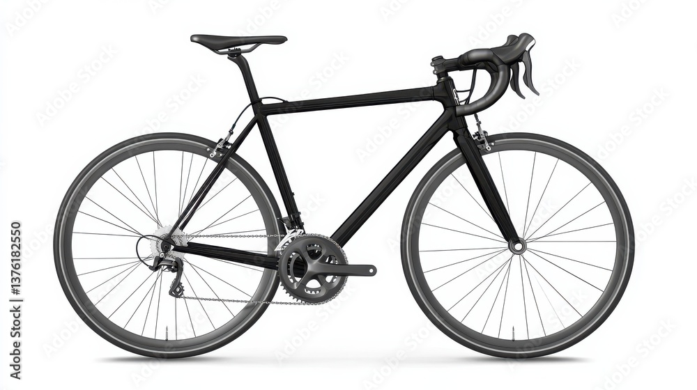Obraz premium A sleek road bicycle isolated on a white background, showcasing its lightweight frame and aerodynamic design. illustration