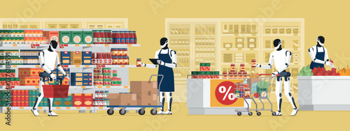 Humanoid robots at the grocery store