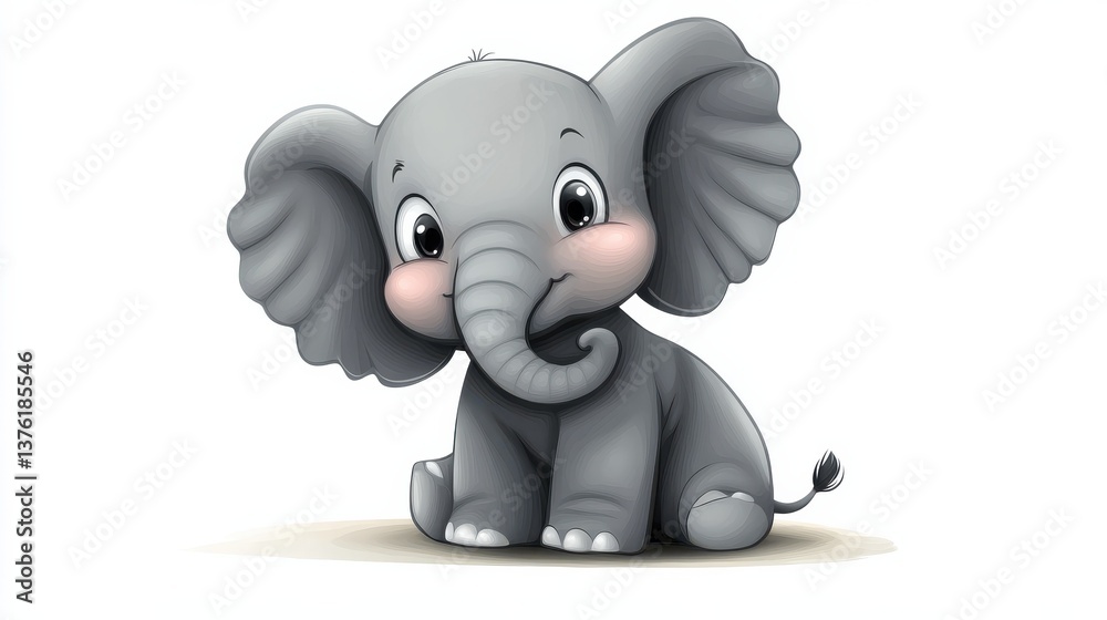 Naklejka premium A cute cartoon baby elephant. illustration