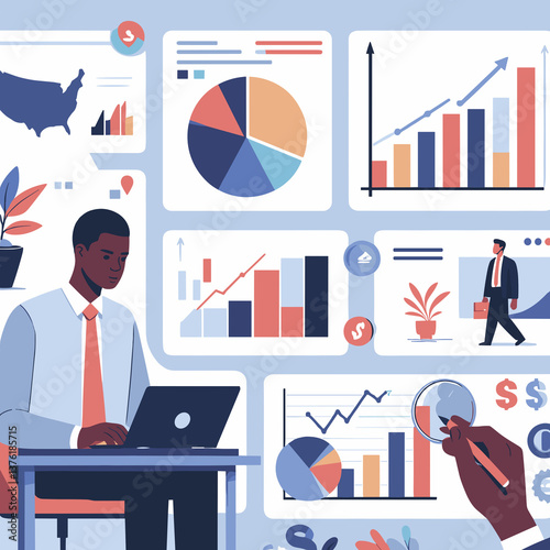 Black Businessman Business Analytics Laptop Financial Data