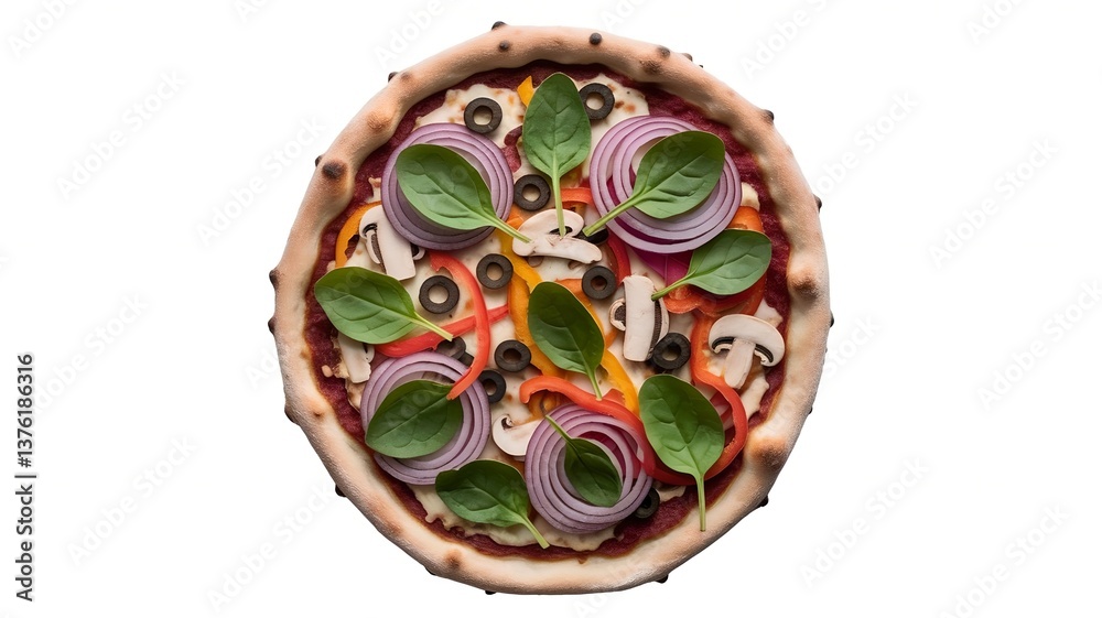 Fototapeta premium A vegetarian pizza isolated on a white background