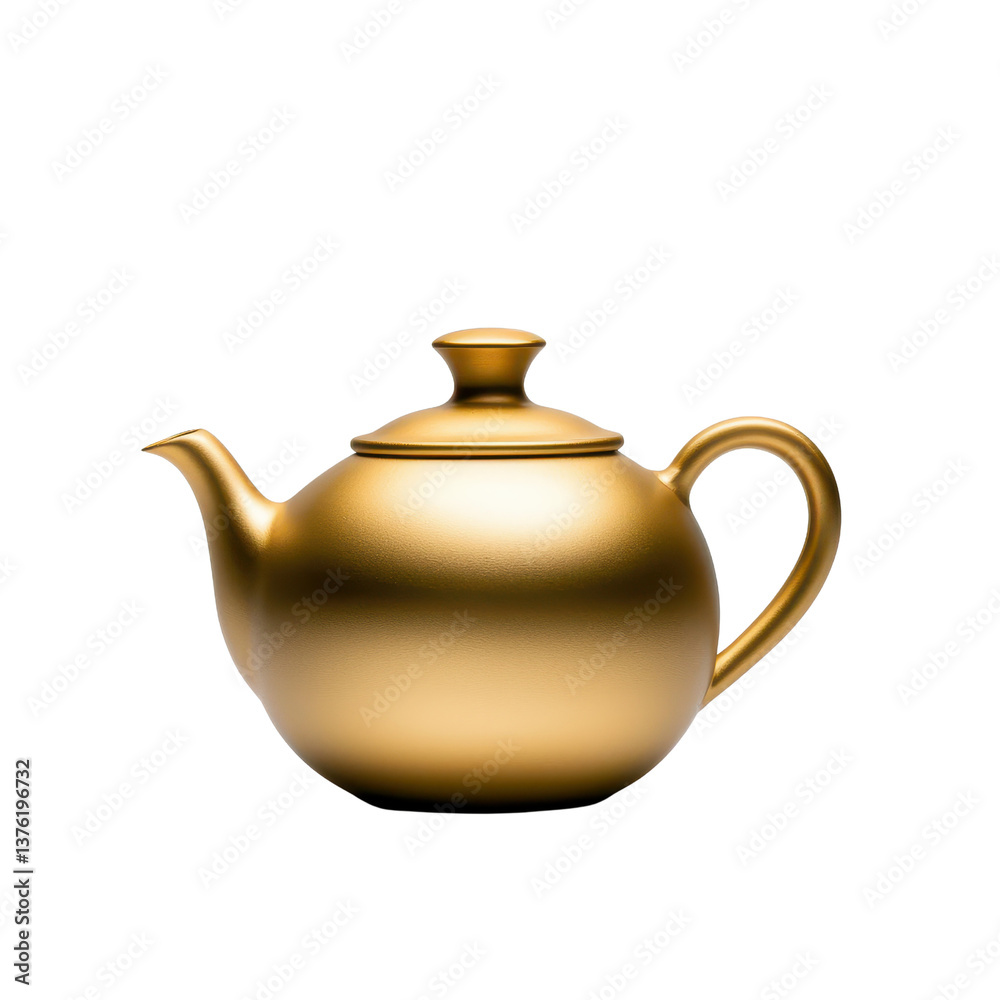 A sleek golden teapot on a white background, perfect for tea lovers and decor. transparent background. A sleek golden teapot on a white background, perfect for tea lovers and decor. transparent background.