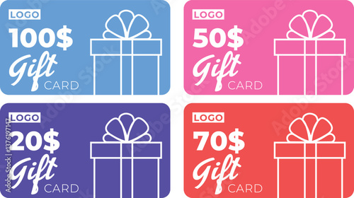Sale banner with discount coupon for $20,50,70,100. Black Friday. Gift certificate, coupon design. Promo code, coupon code label design. Discount on banner. Vector illustration eps 10