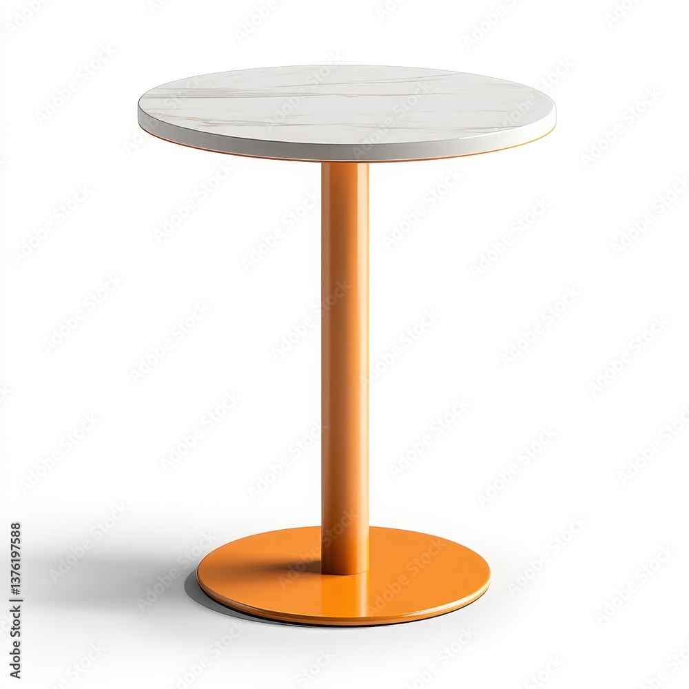 Stylish Round Table with Marble Top and Orange Base for Modern Decor Stylish Round Table with Marble Top and Orange Base for Modern Decor