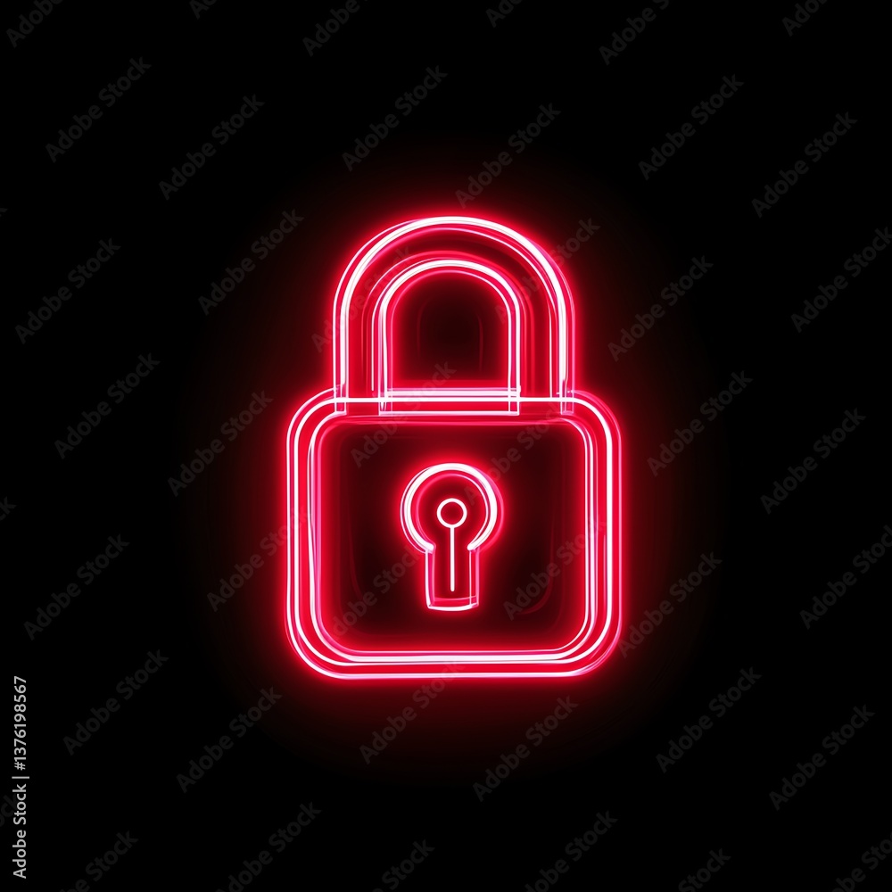 Neon Lock Icon Neon Lock Icon